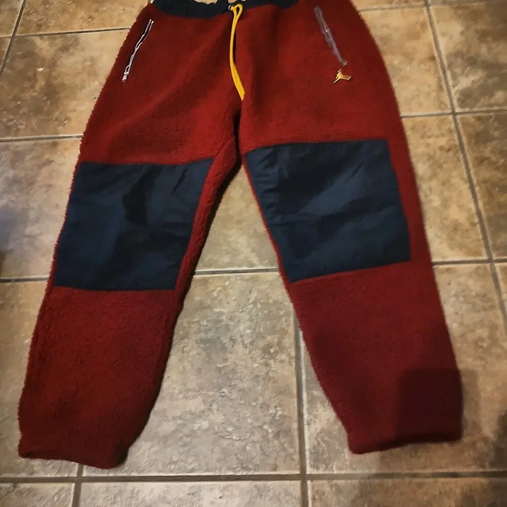 Jordan Red Fleece Pants Size L Large Sweatpants Vintage